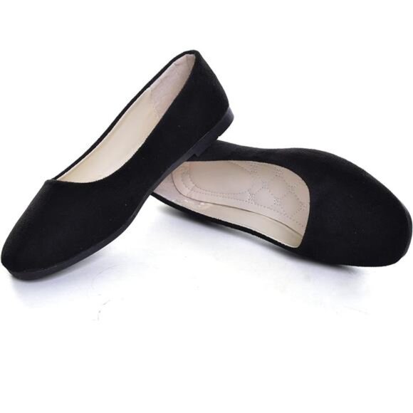 Zhou Women Comfort Square Toe Ballets Flats, Slip On Classical Walking Shoes - Picture 4 of 8